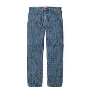 Supreme‎ Needle Punch Regular Jean Washed Blue Men Size 30 Brand New Monogram
